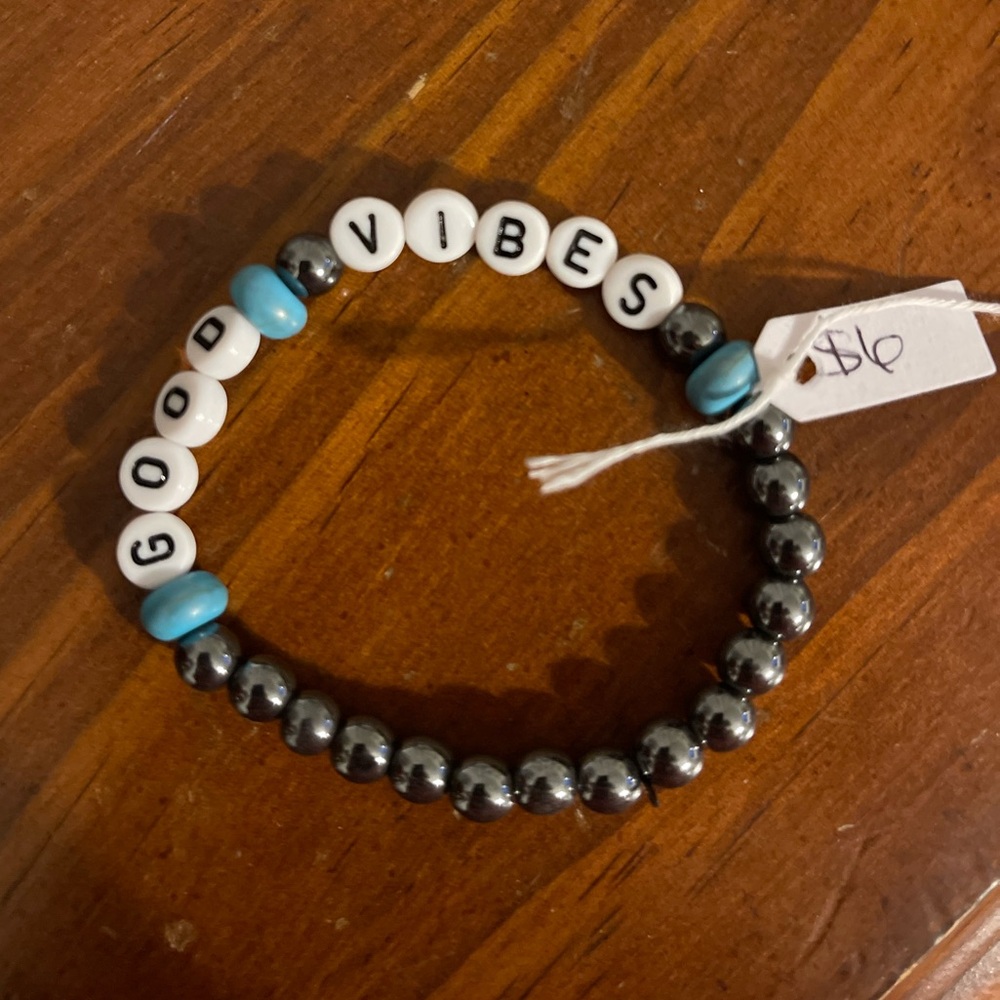 Handmade Good Vibes Beaded Bracelet